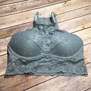 PINK High Neck Lace Bralette Push Up XS